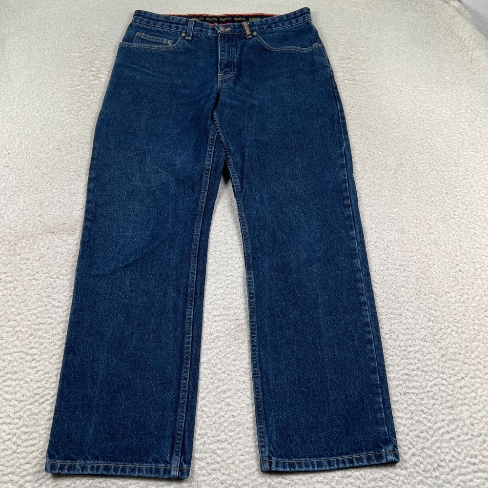 Beretta Jeans Mens 32x29 Straight Leg Mid‎ Rise 5 Pocket Dark Wash Denim Blue